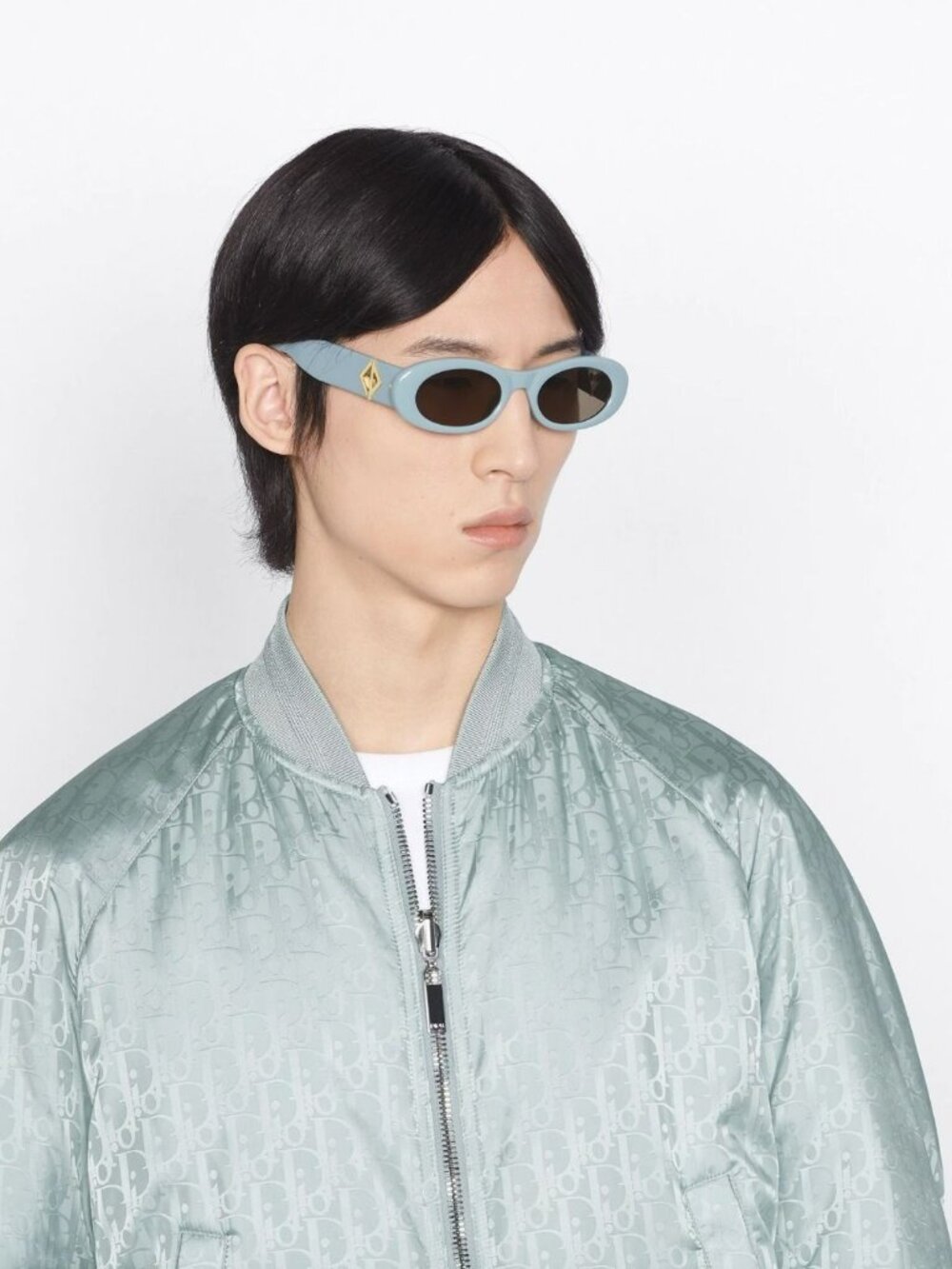 DIOR CD DIAMOND EDITION R11 DM40073I 90E 30F0 SHINY LIGHT BLUE CAT EYE SUNGLASSE